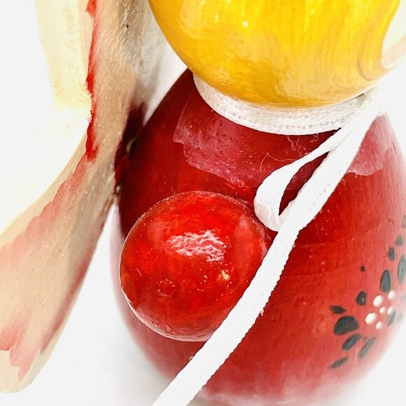 Vintage Christmas Ornament Red Wooden Star Angel Signed Dated 1986 Germany - Picture 9 of 12